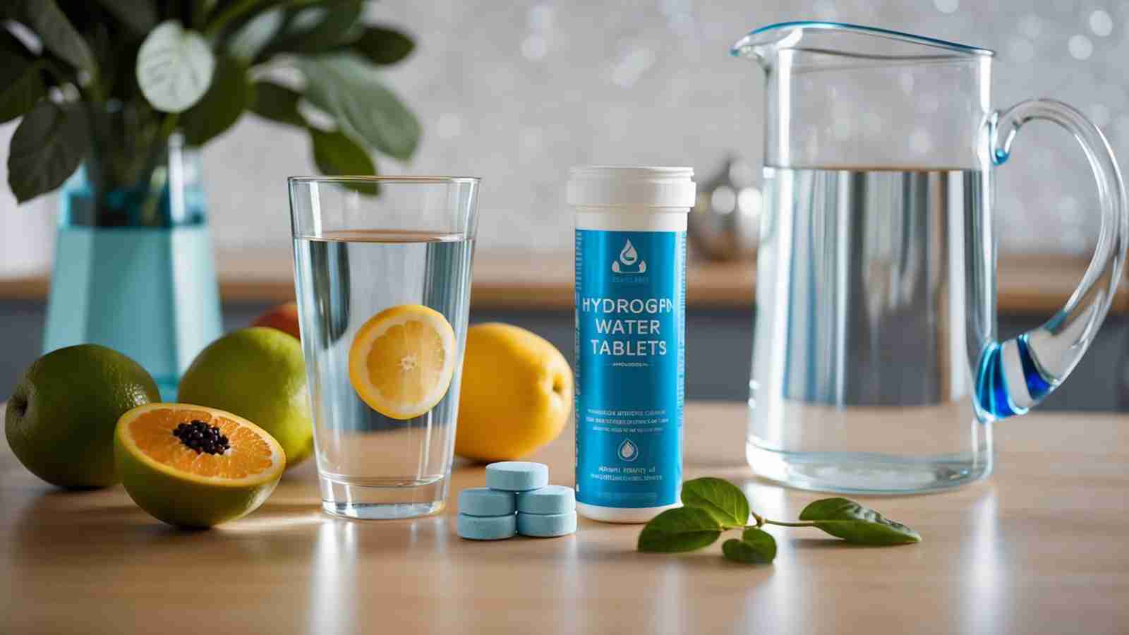 hydrogen water tablets and bottles